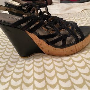 Platform sandals with cork and suede detailing